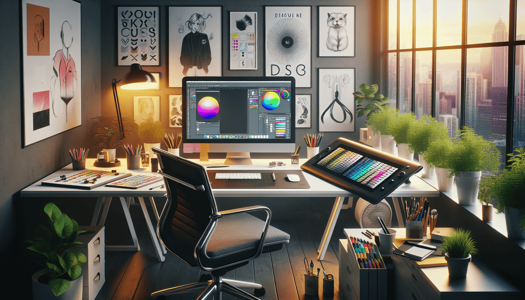 Graphic design workspace